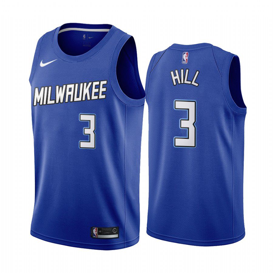 Men Milwaukee Bucks 3 george hill navy city edition new uniform 2020 nba jersey